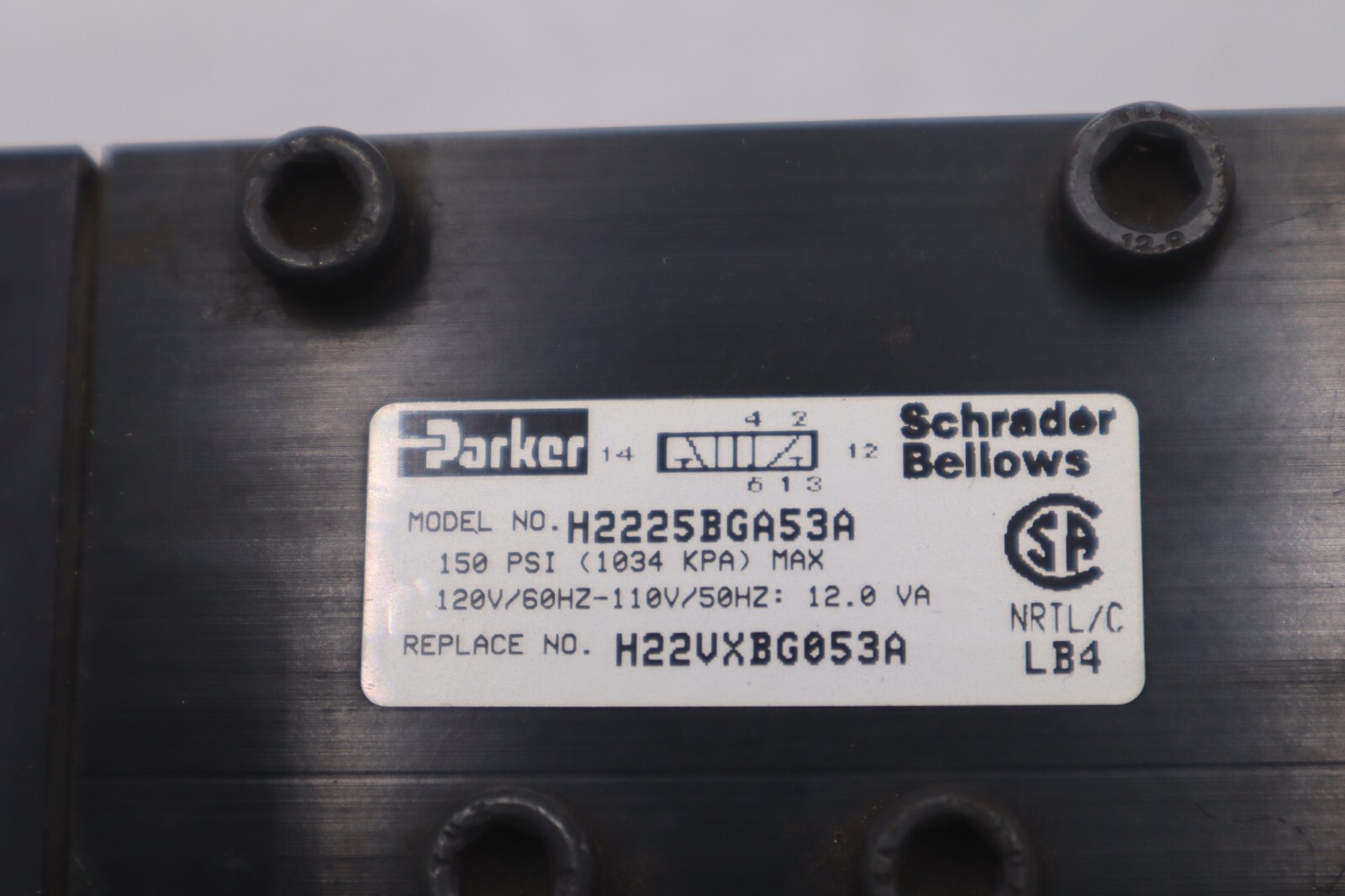 Used PARKER H22VXBG053A/ H2225BGA53A VALVE 150 PSI 120V/60HZ-110V/50HZ STOCK K-3682