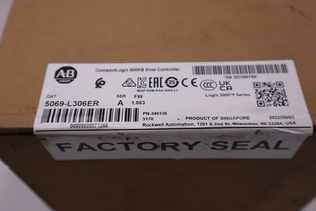 Used Sealed Allen Bradley 5069-L306ER /A CompactLogix 5380 ENet Controller - STK GF28
