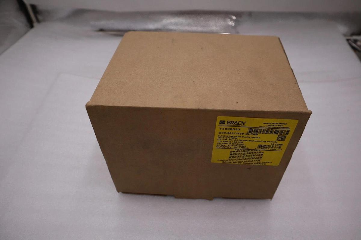 Used NEW Brady Printer B30-262-7569-CLP4B Pre Print Chemical Labels STOCK H390