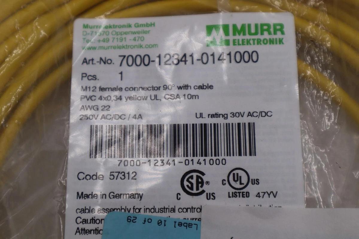 Used NEW MURR ELEKTRONIK 7000-12341-0141000 CABLE STOCK 4900