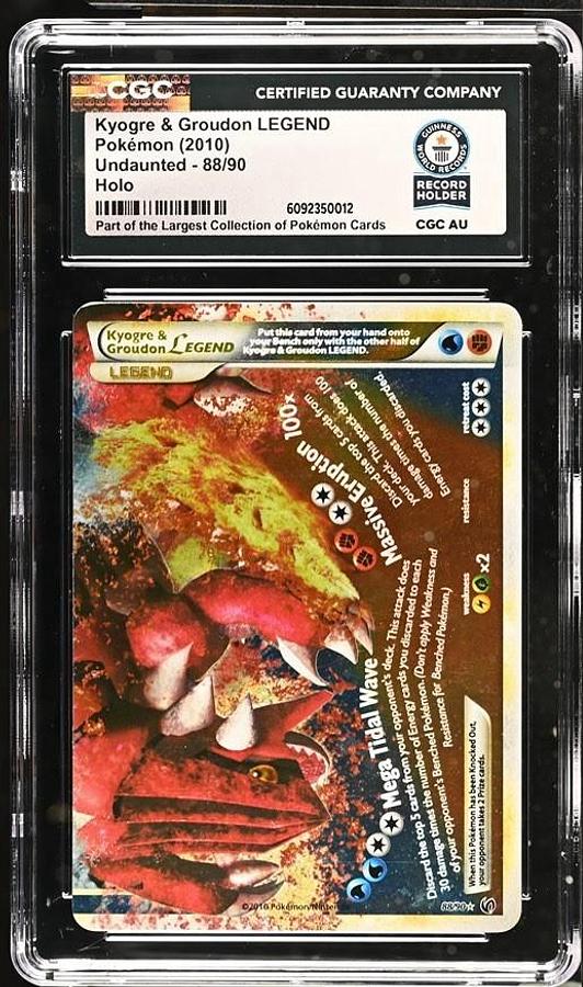 Used 2010 POKEMON UNDAUNTED KYOGRE & GROUDON LEGEND BOTTOM-HOLO CGC WORLD RECORD 1/1