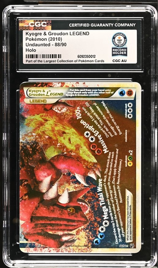 Used 2010 POKEMON UNDAUNTED KYOGRE & GROUDON LEGEND BOTTOM-HOLO CGC WORLD RECORD 1/1