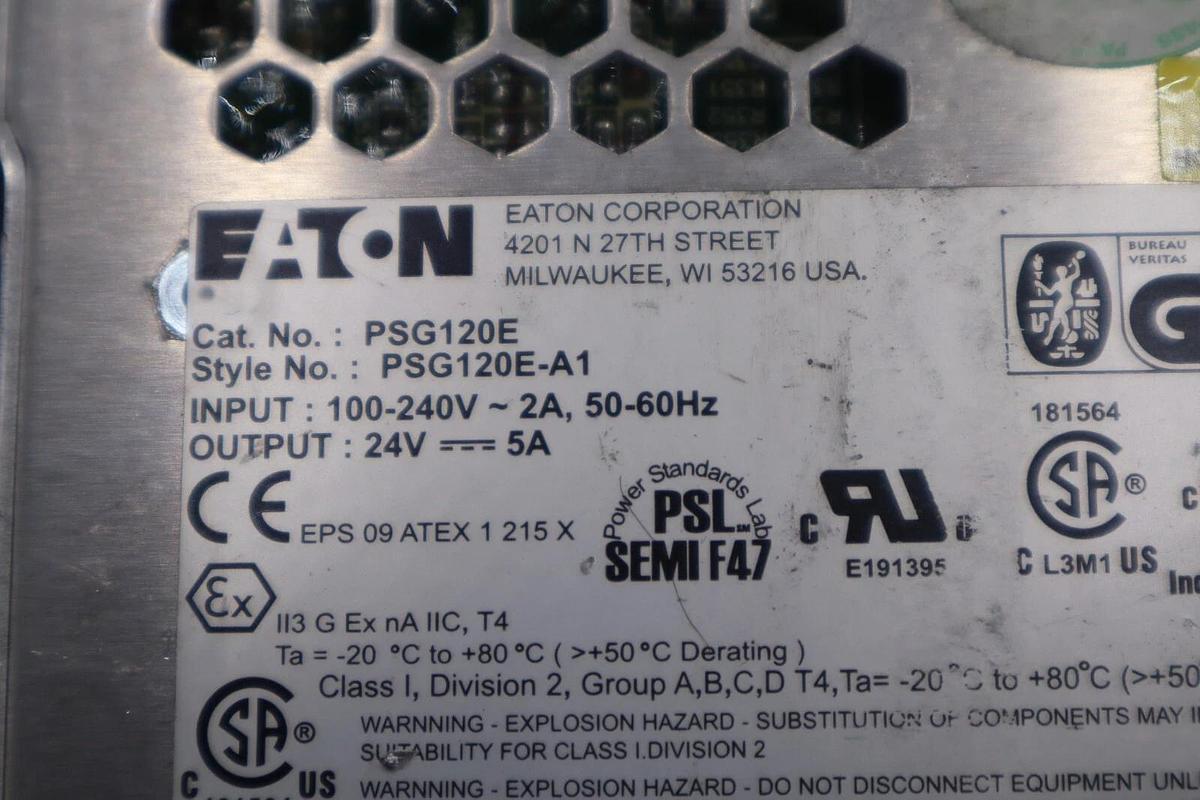 Used Eaton PSG120E Power Supply 100-240V 2A 50-60Hz Input 24V 5A Output STOCK K-3536