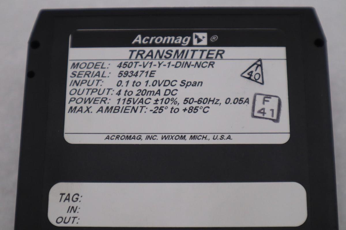 Used NEW OPEN BOX ACROMAG 450T-C1-Y-1-DIN-NCR / 450TC1Y1DINNCR STOCK G784A
