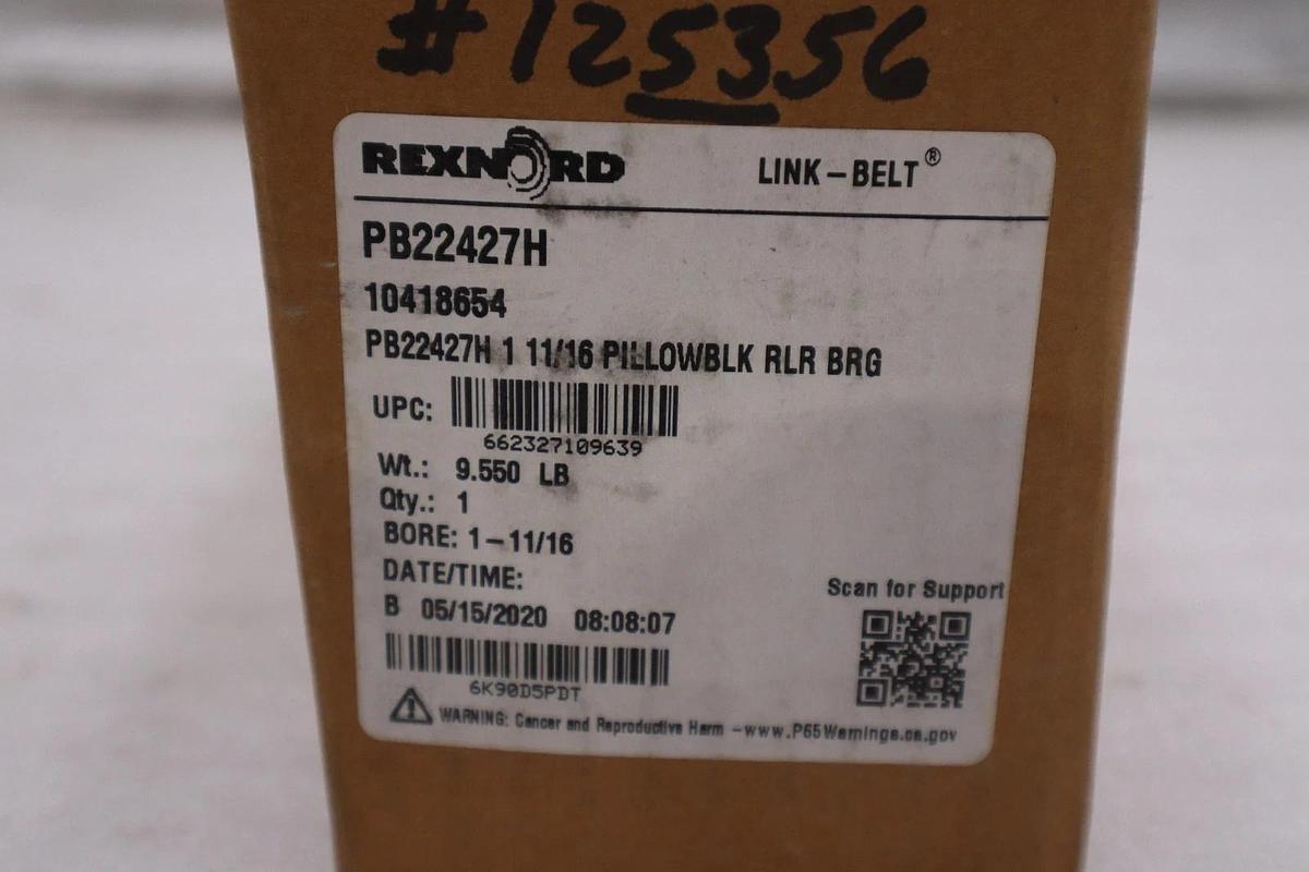 Used REXNORD PB22427H 2 BOLT BASE PILLOW BLOCK BEARING NEW IN BOX STOCK GF-355
