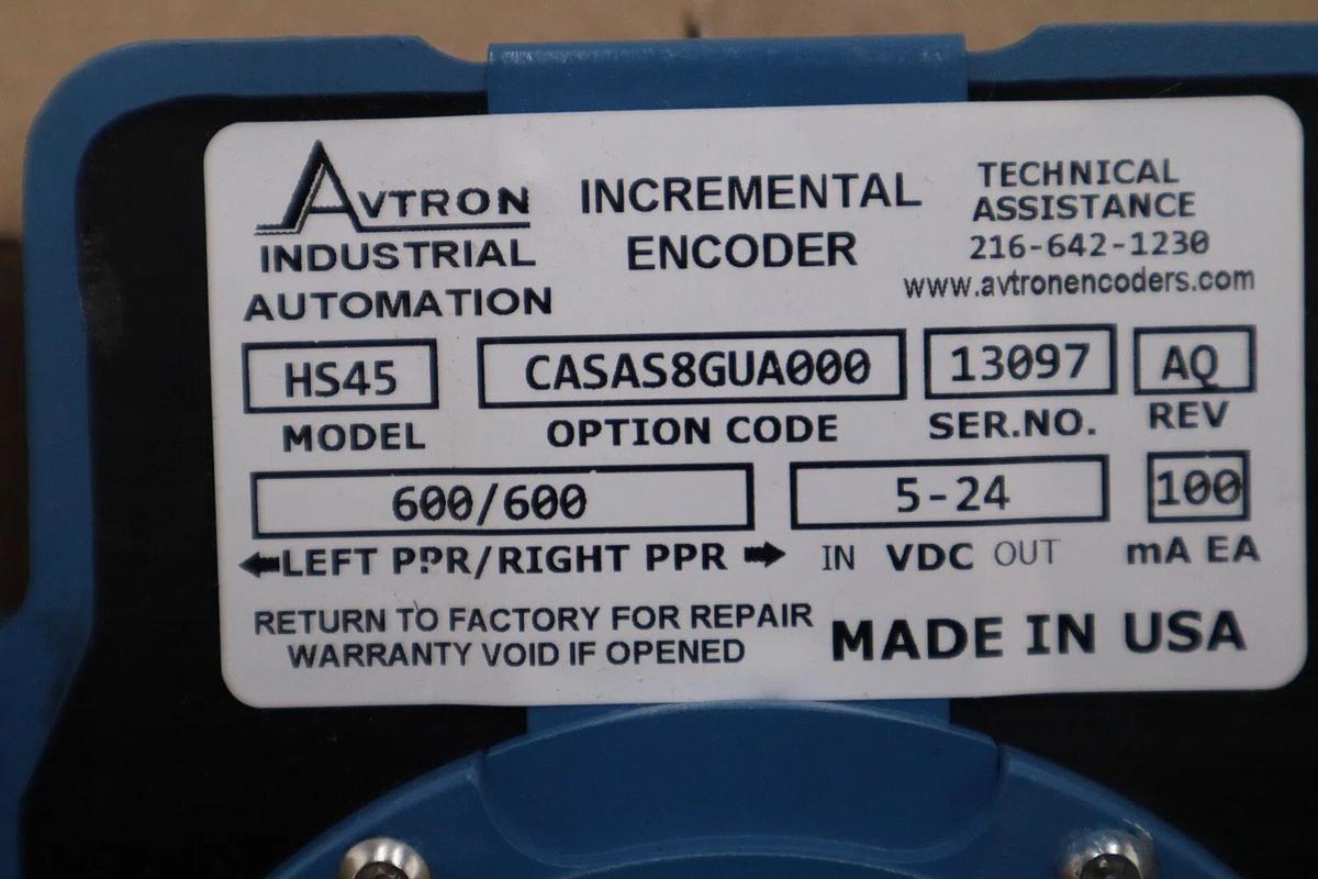 Used NEW Avtron Incremental Magnetic Encoder HS45 Part CASAS8GUA000 SER 13097 #5570