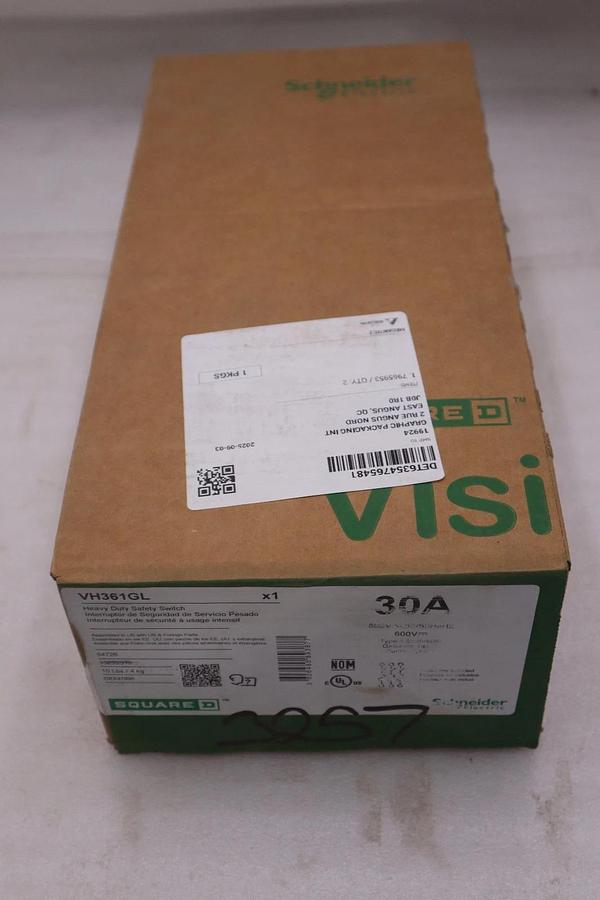Used Square D VH361GL SAFETY SWITCH HEAVY DUTY FUSED TYPE 1 600V 30-AMP - STK GF1020