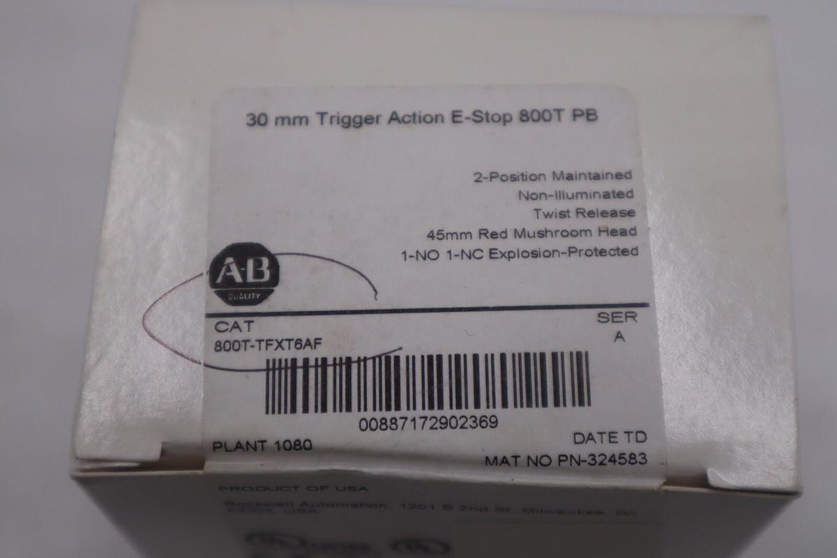 NEW IN BOX ALLEN BRADLEY 800T-TFXT6AF SER A E-STOP 800T STOCK G601A