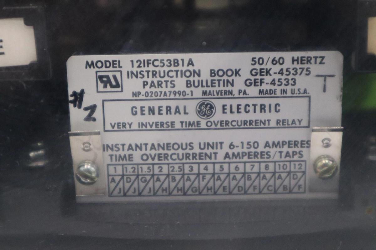Refurbished GE 12IFC53B1A Overcurrent Relay 6-150 AMP 50/60 HERTZ - STOCK GF174