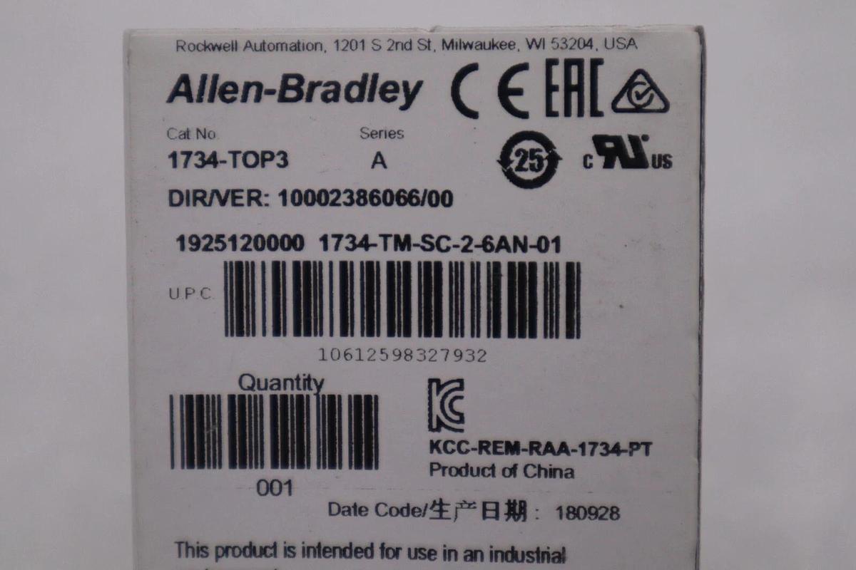 Used NEW Allen Bradley 1734-TOP3 TERMINAL BASE ONE PIECE 12PT SCREW CLAMP STK L-234C