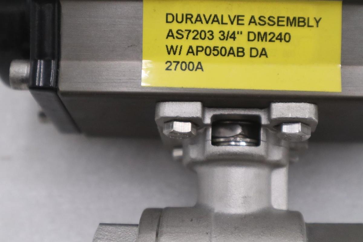 Used DuraValve Durair II AS7203 3/4" DM240 W/ AP050AB DA 2700A Actuator Valve #GF322A