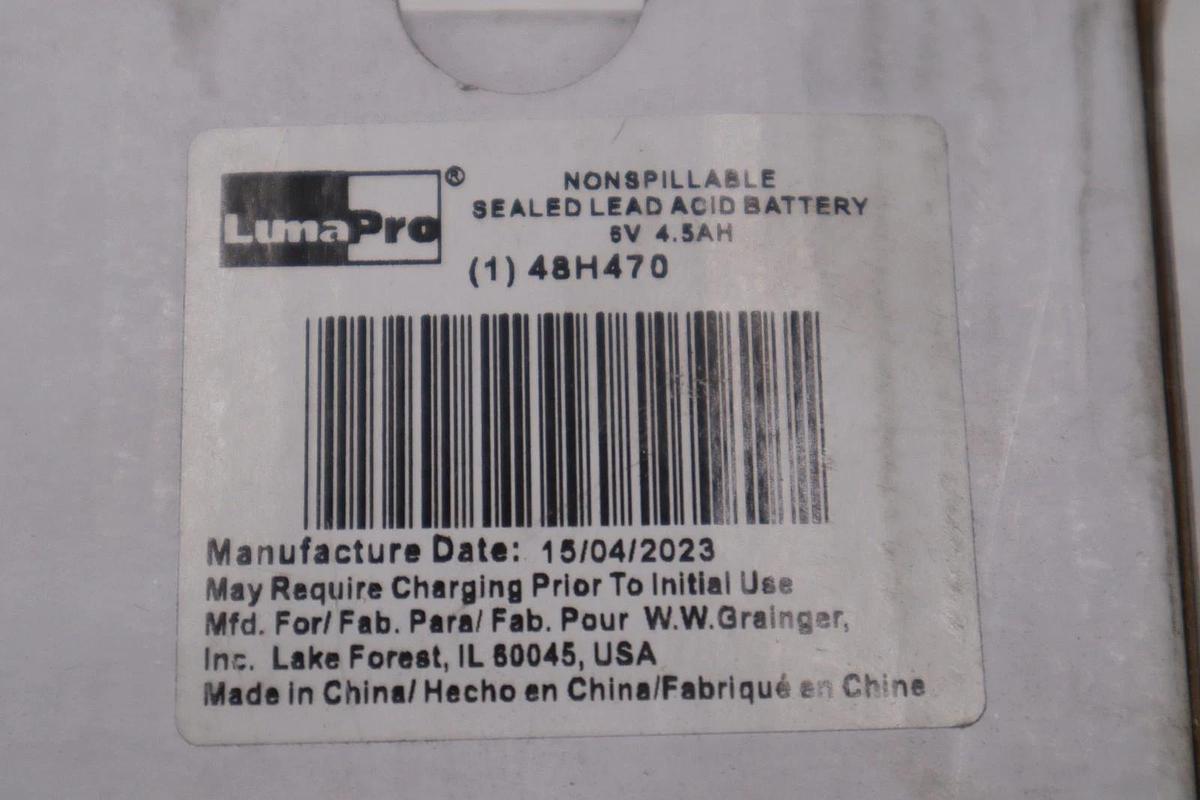 NEW OPEN BOX LUMAPRO 48H470 SEALED LEAD ACID RECHARGEABLE BATTERY K-4031CC