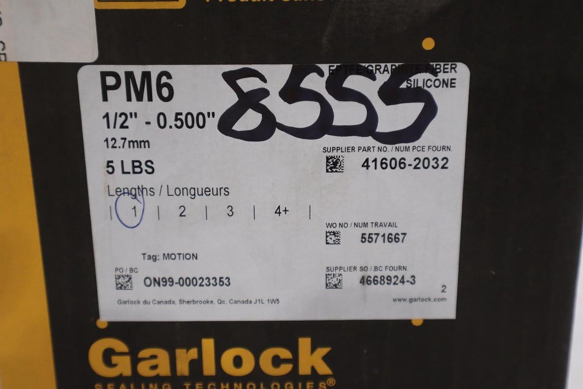 GARLOCK 5LB 12.7MM 1/2" 5 LBS CARBON PACKING - NEW IN BOX - STOCK GF853