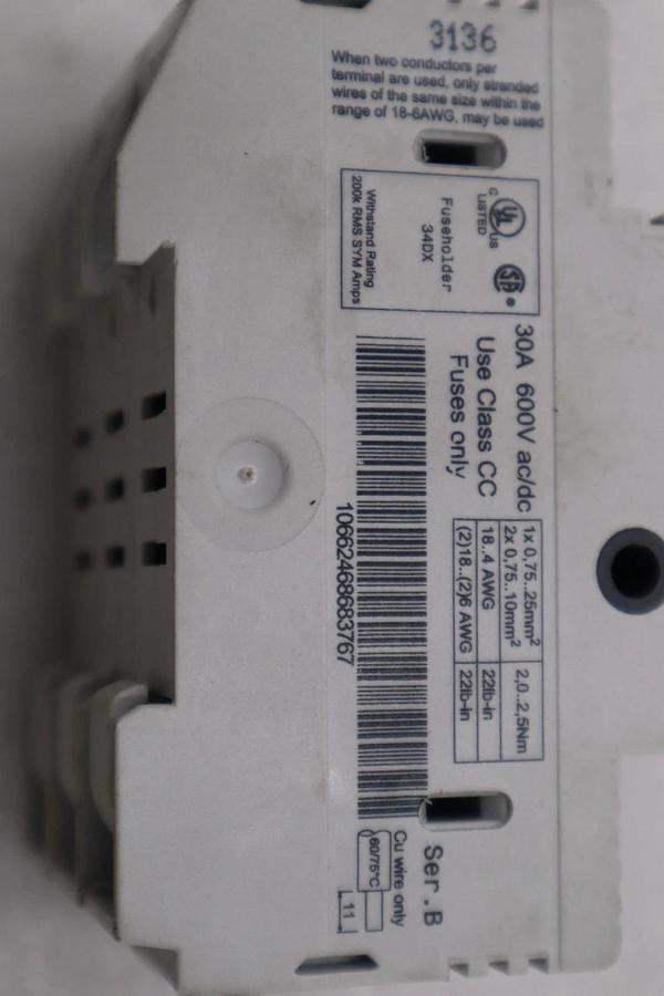 NEW OPEN BOX AB Allen-Bradley 1492-FB3C30 3-Pole Fuse Holder STK H1115A