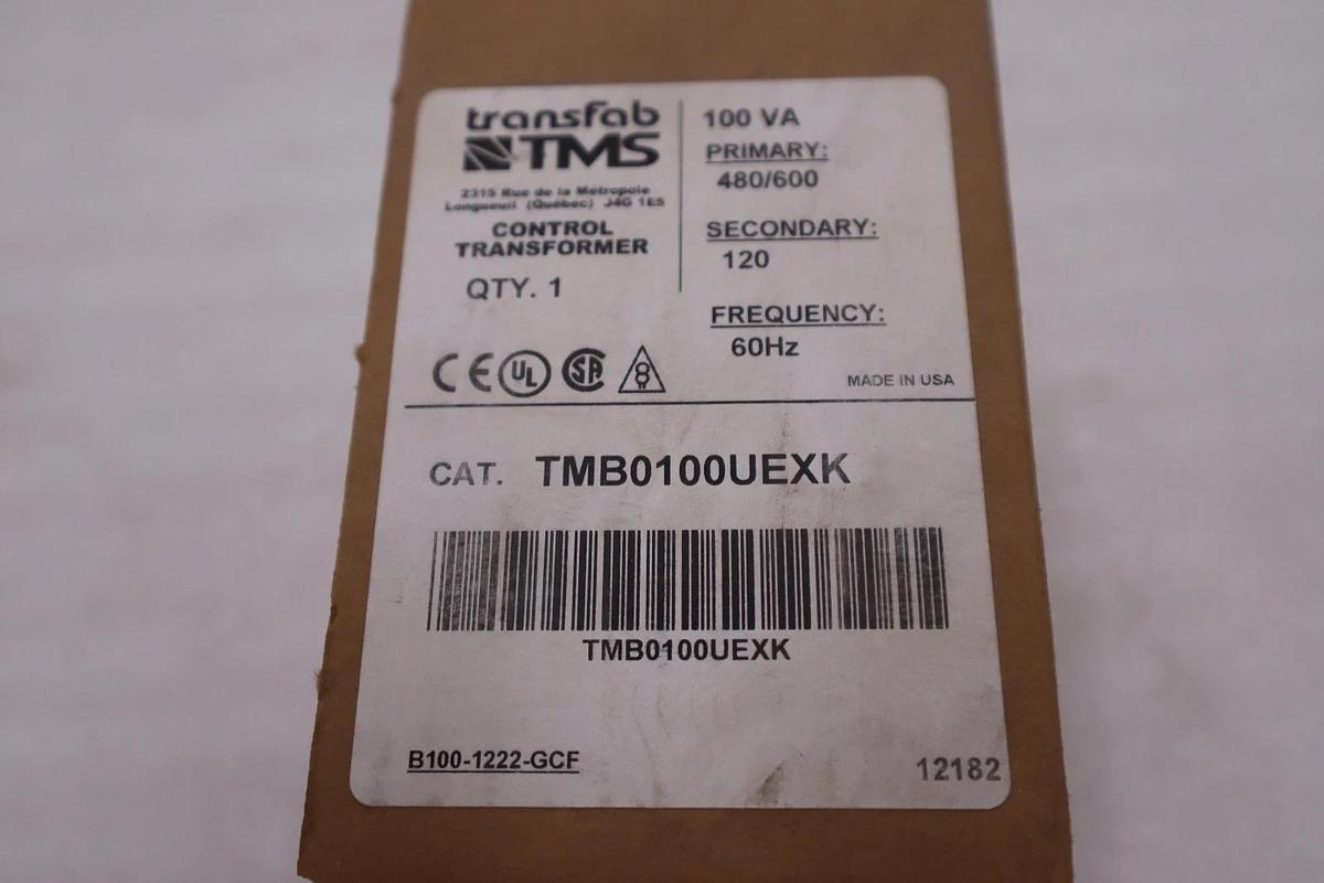 Used TRANSFAB TMS TMB0100UEXK CONTROL TRANSFORMER 480/600 60HZ - STOCK GF1040