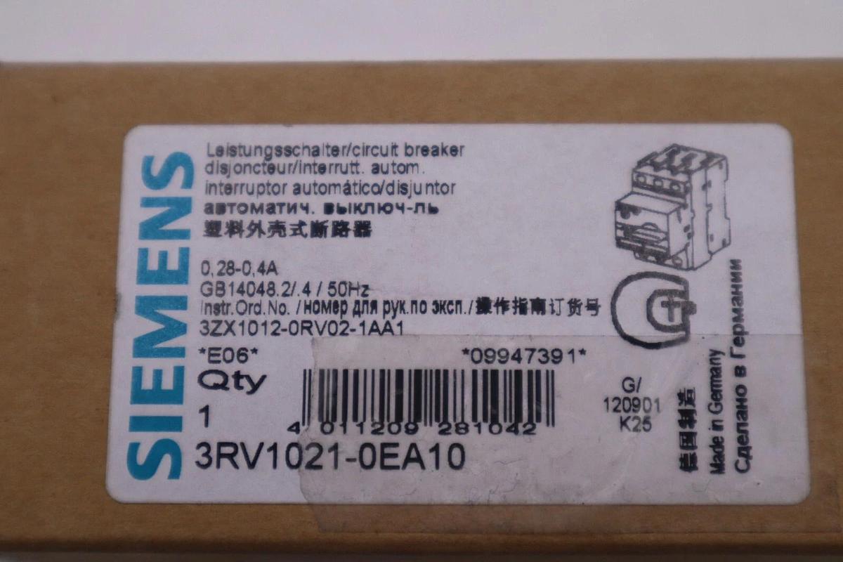 NEW SIEMENS 3RV1021-0EA10 0.4-0.28A NSNP STOCK L-398-C