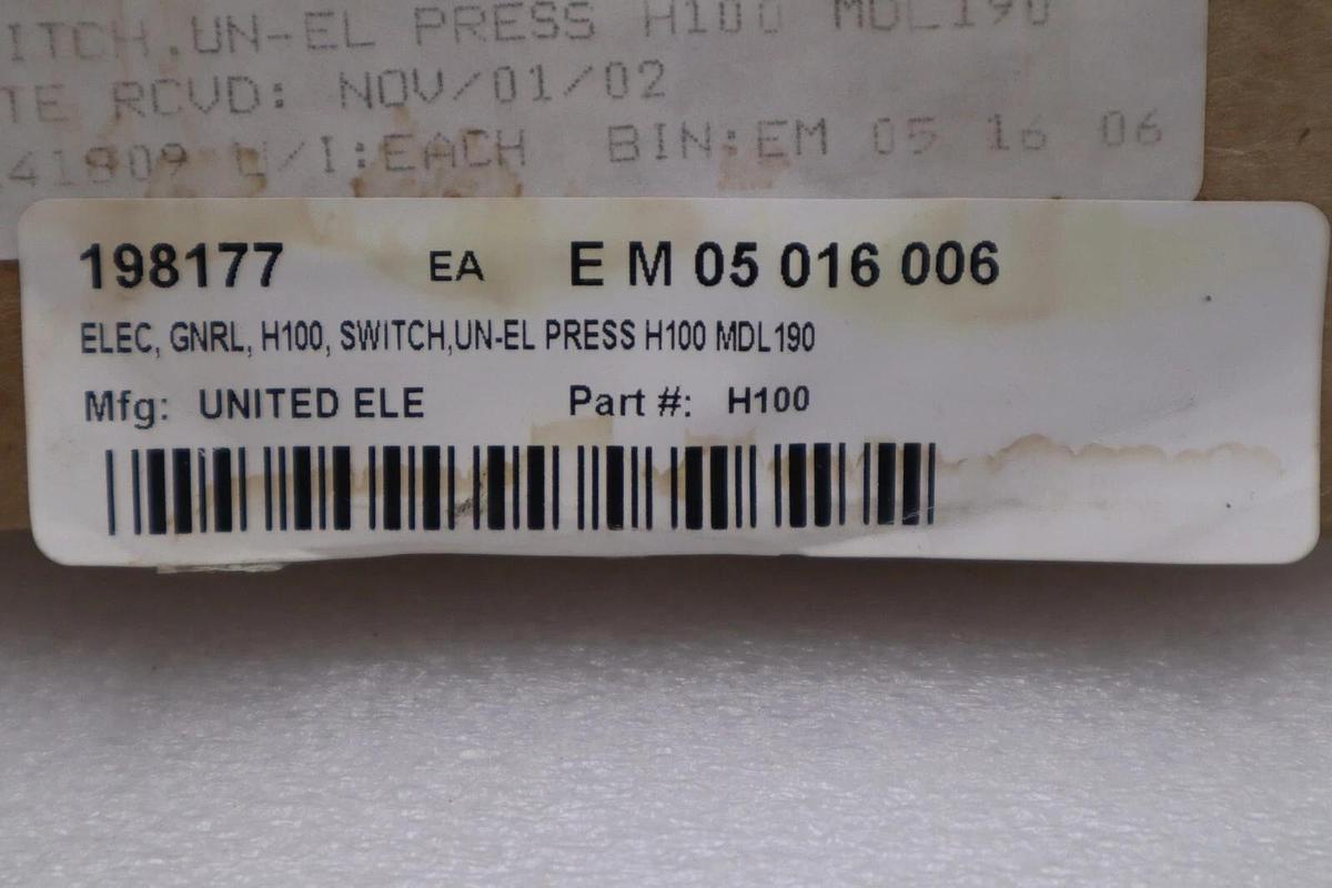 UNITED ELECTRIC H100-190-95303 / H10019095303 NEW UNIT STOCK G545A