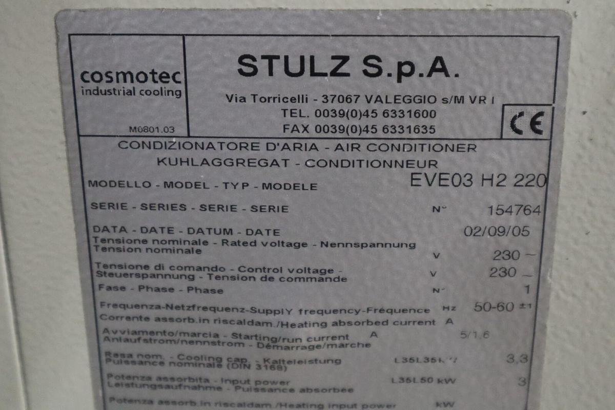 Used STULZ S.P.A EVE03 H2 220 AIR CONDITIONER STOCK 837A