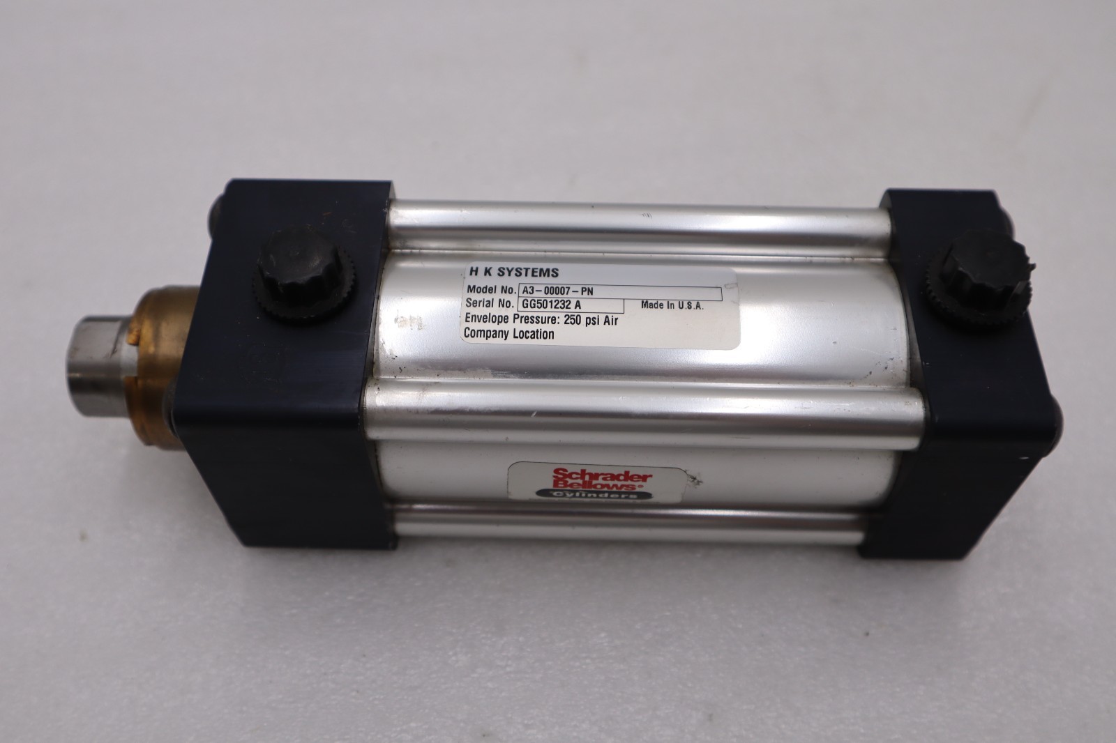 Used H K Systems Pneumatic Cylinder A3-00007-PN/ GG501232 A 250 PSI STOCK H1507