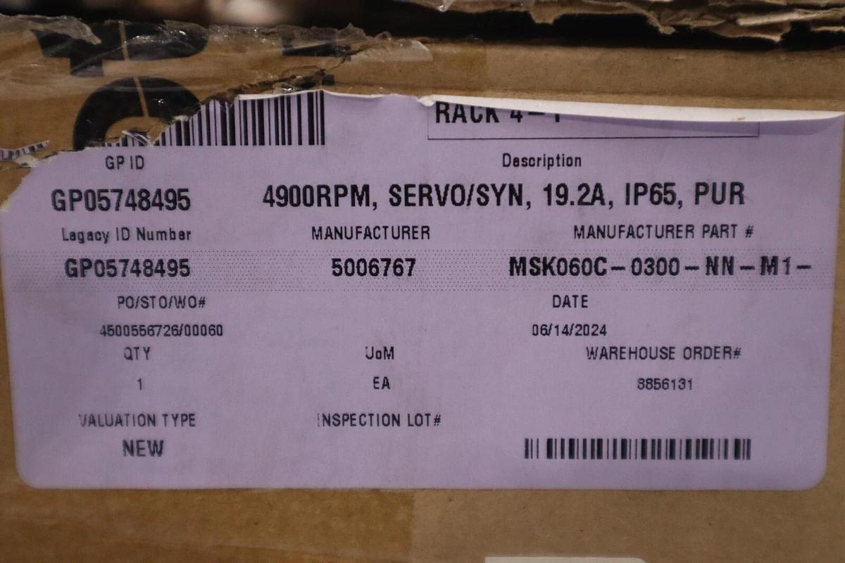 Used BOSCH REXROTH MSK060C-0300-NN-M1-UP0-NNNN SERVO MOTOR 4900 RPM NEW STOCK 2296-D