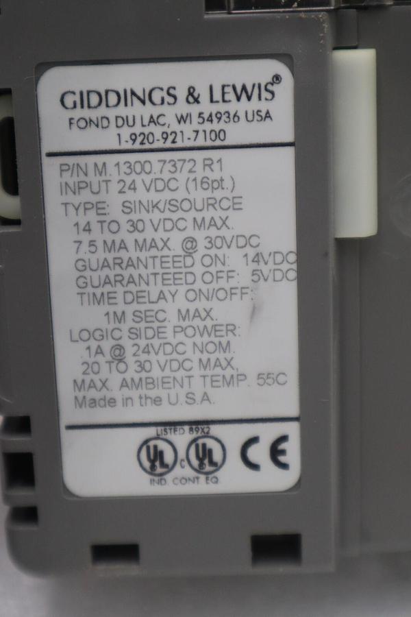 Used GIDDINGS & LEWIS M.1300.7372 R1 Input Module 24VDC SINK/SOURCE STOCK 634-D