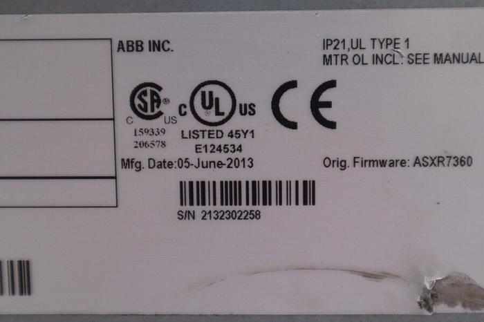 Used ABB IP21 UL Type 1 AC Drive acs880-u1-0040-5+p901 40 HP  #4108