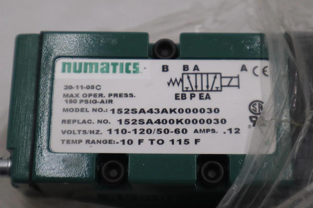 ASCO 152SA43AK000030 / 152SA43AK000030 NUMATICS VALVE STOCK GF460A