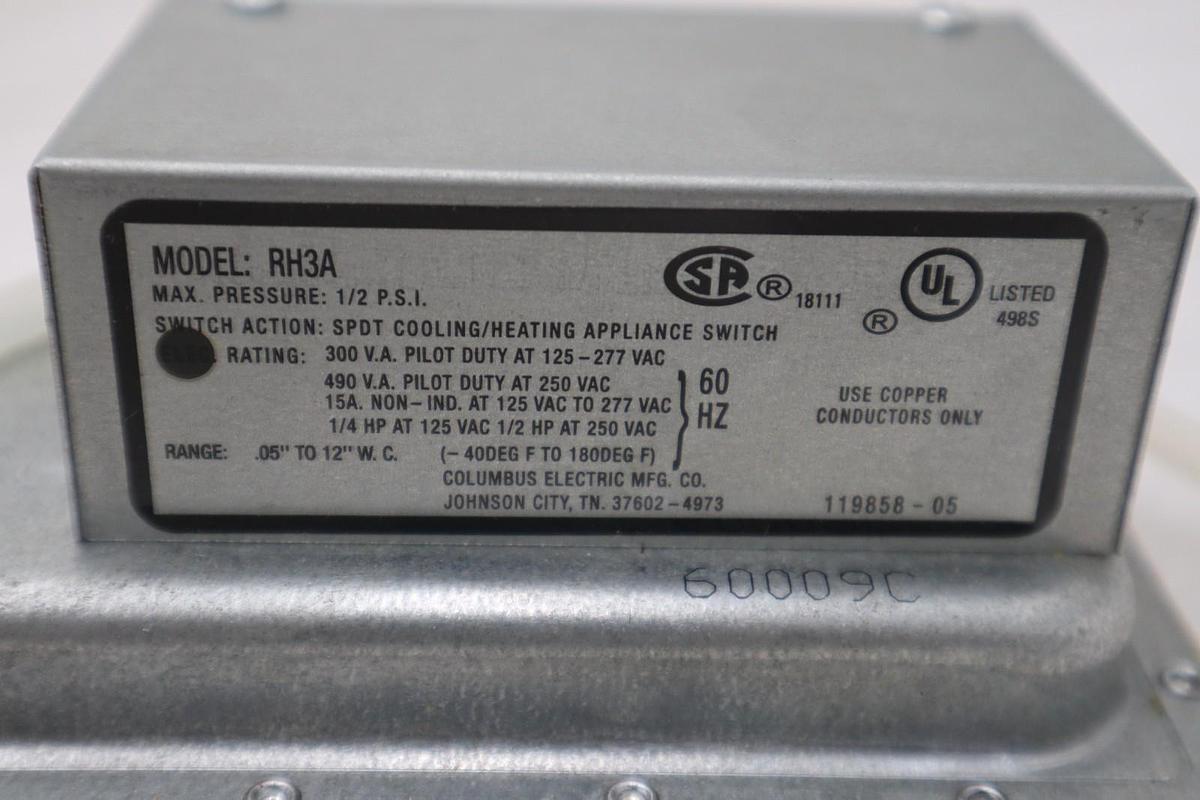 COLOMBUS AIR FLOW SWITCH RH3A - NEW IN BOX - STOCK GF664A