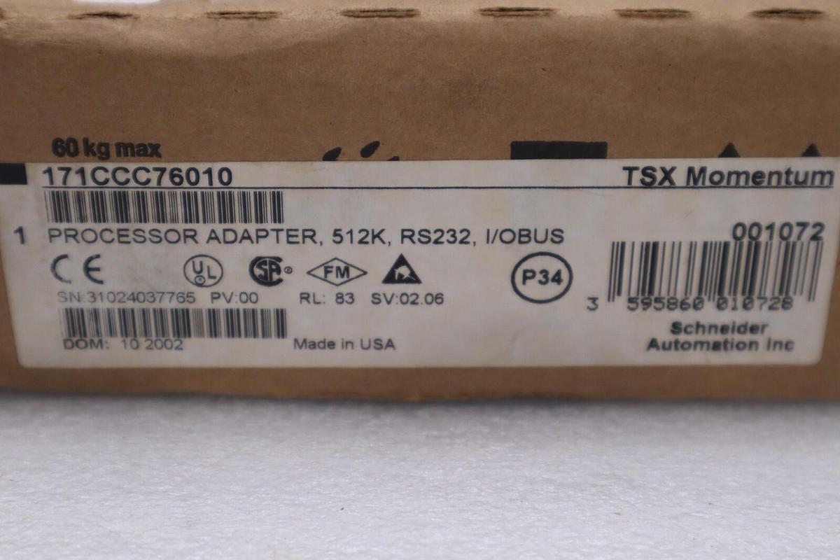 Used NEW Modicon Momentum 171CCC76010 Processor Adapter, 512K, RS232, I/O Bus