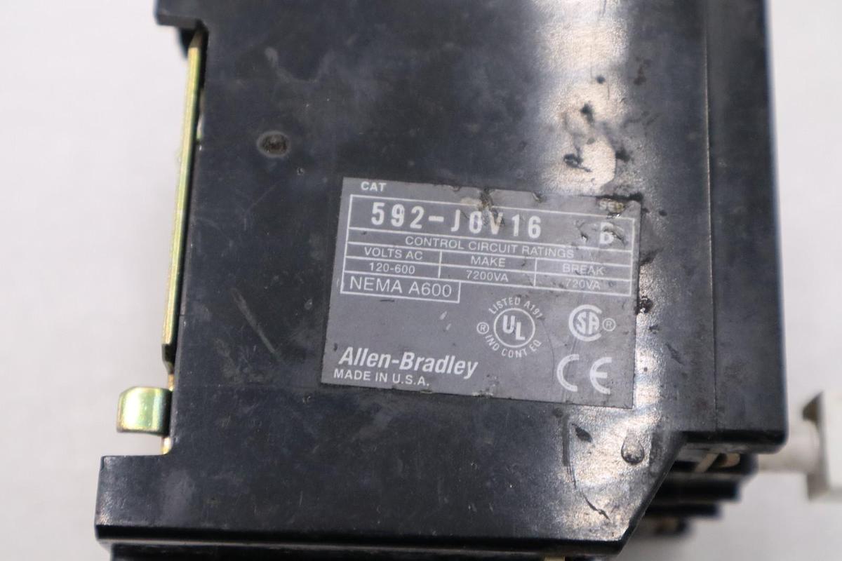 Used AB Allen Bradley 592-J0V16 Series B NEMA A600 Circuit Control STK H870A