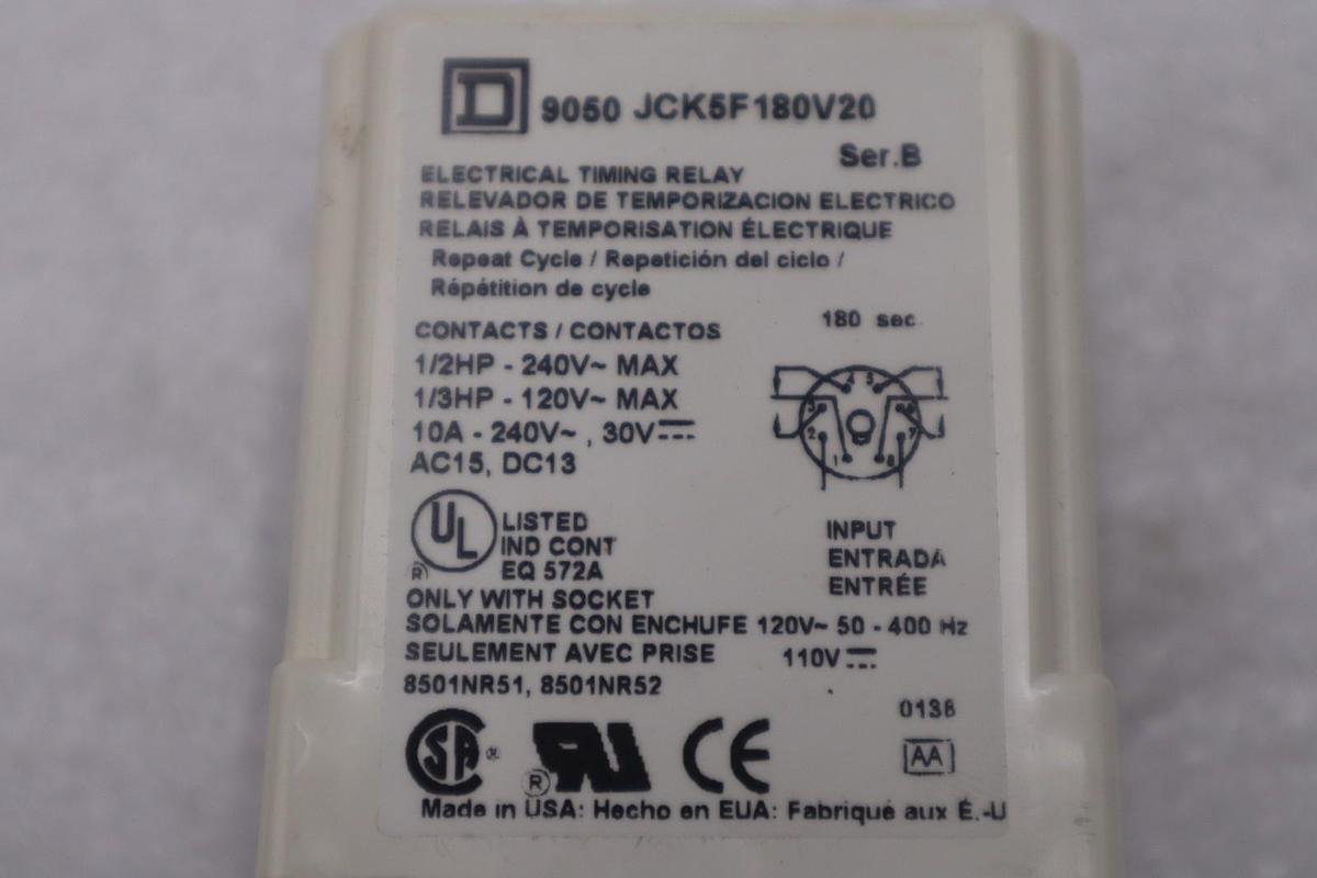 SCHNEIDER ELECTRIC SQUARE D 9050JCK5F180V20 TIMING RELAY NEW STOCK GF-694A