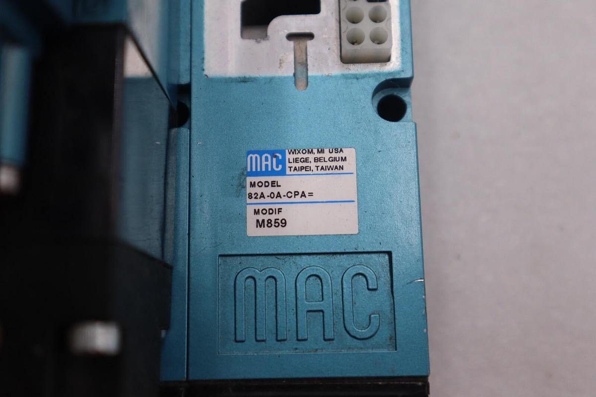 Used MAC 82A-0A-CPA VALVE TM-DDAJ-1DK PR82A-GADA VAC TO A50 PSI STOCK #323-A