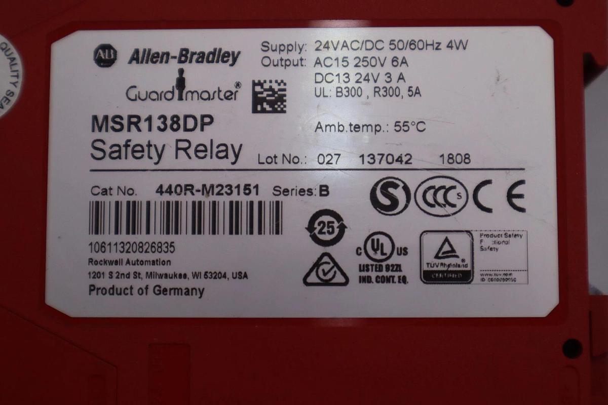 Used ALLEN-BRADLEY 440R-M23151 SER B 24VAC 250V SAFETY RELAY STOCK #K-2263