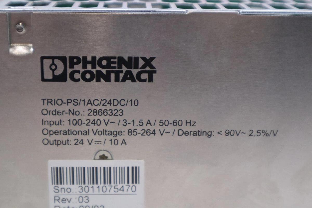 Used Phoenix Contact TRIO-PS/1AC/24DC/10 POWER SUPPLY PRIMARY-SWITCHED STOCK K-1550C