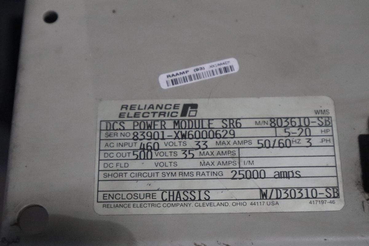 Used Reliance DCS Power Module 803610-SB 5/20HP 460V 33AMP 50/60HZ 3PH STOCK 1664C