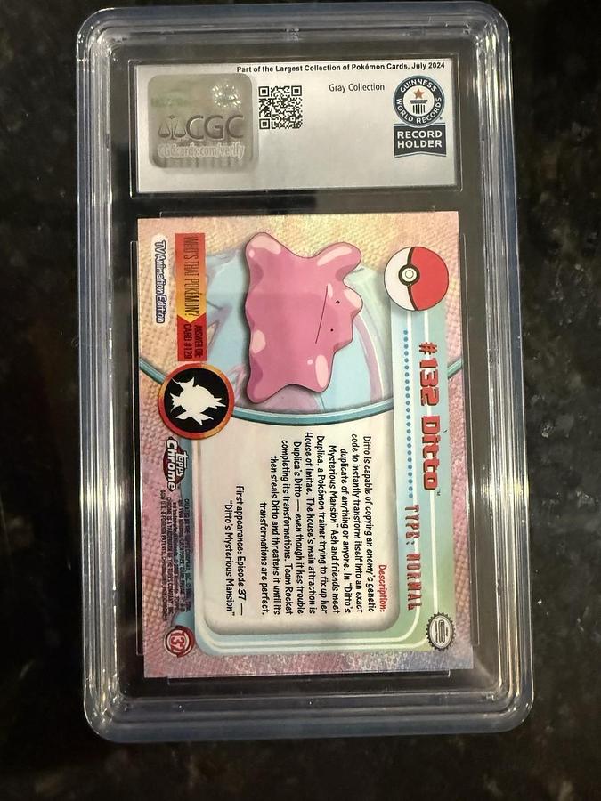 Used 2000 Topps Chrome Pokémon Card Series 2 #132 Ditto CGC WORLD RECORD 1/1