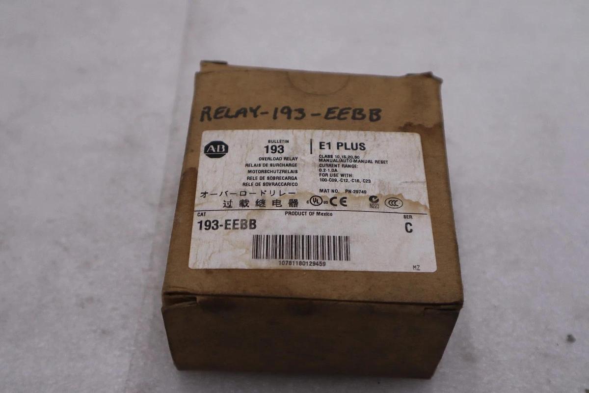 Refurbished ALLEN BRADLEY 193-EEBB Ser C Overload Relay 0.2-1.0A - STOCK GF191A