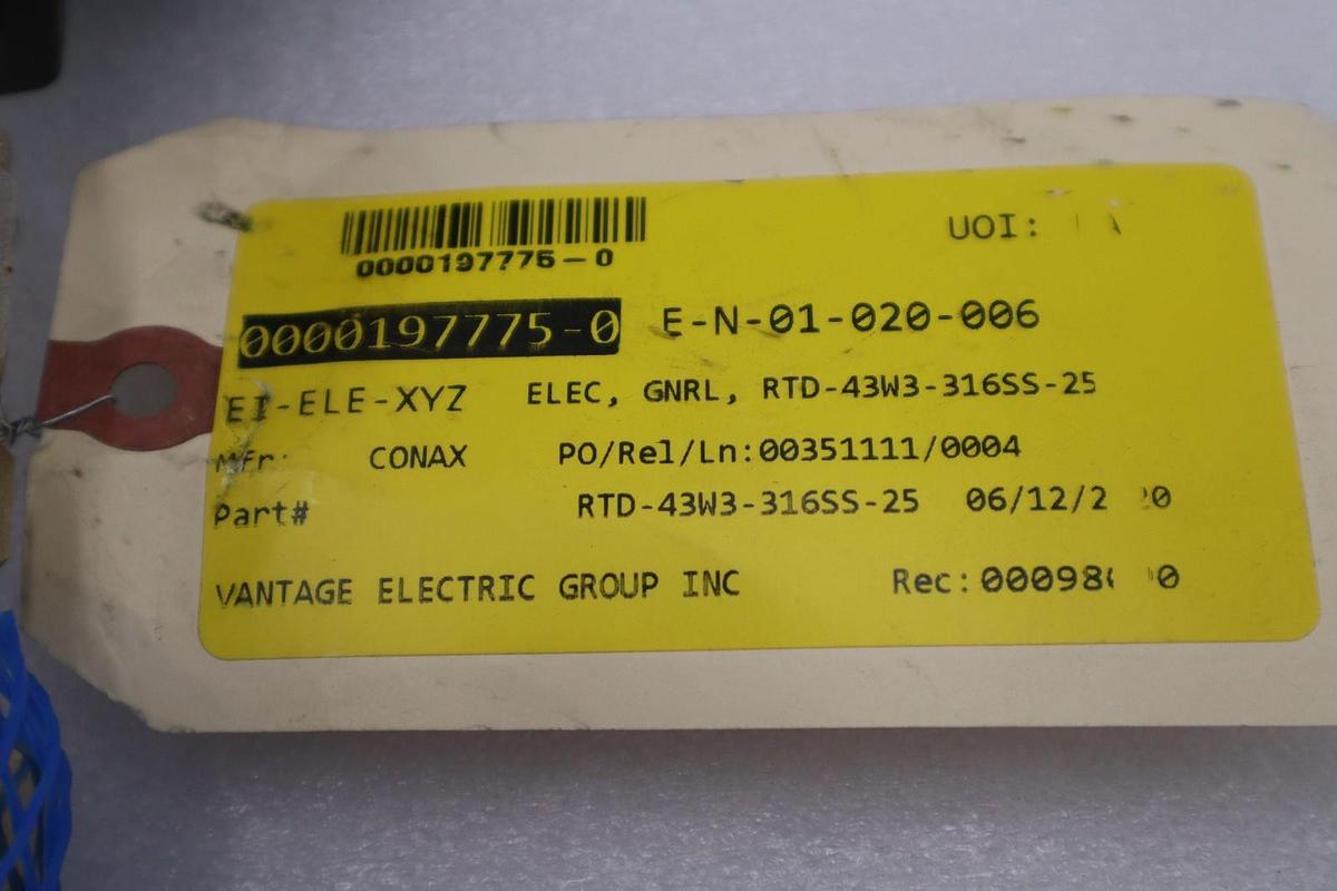Used CONAX RTD43W3-316SS25-T8-1-260 STOCK #G-502A