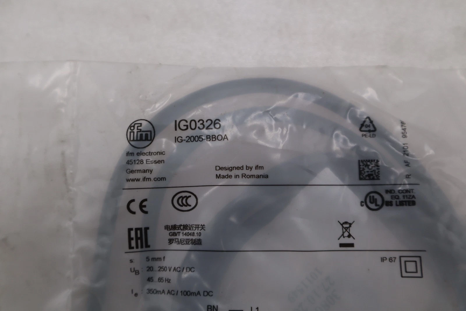 Used EFECTOR IG-2005-BBOA/ IG0326 / IG2005BBOAIG0326 - STOCK GF290A