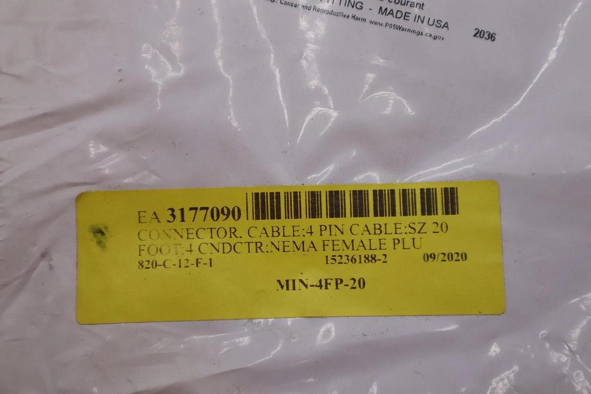 MENCOM CORPORATION MIN-4FP-20 CORDSET 4 PIN FEMALE STOCK #3273