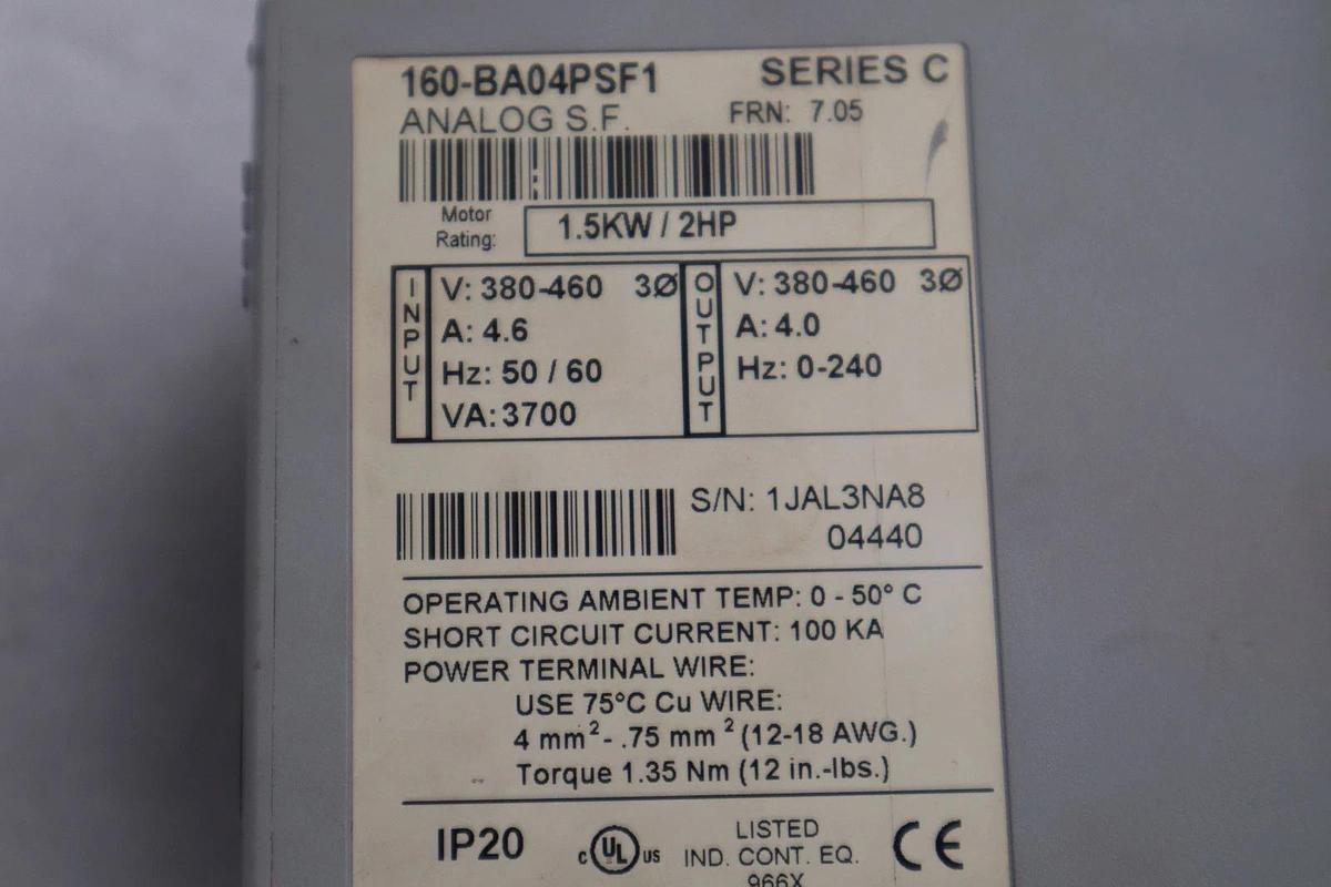 Used Allen Bradley 160-BA04PSF1 /C Speed Controller 1.5KW/ 2HP STOCK H1242