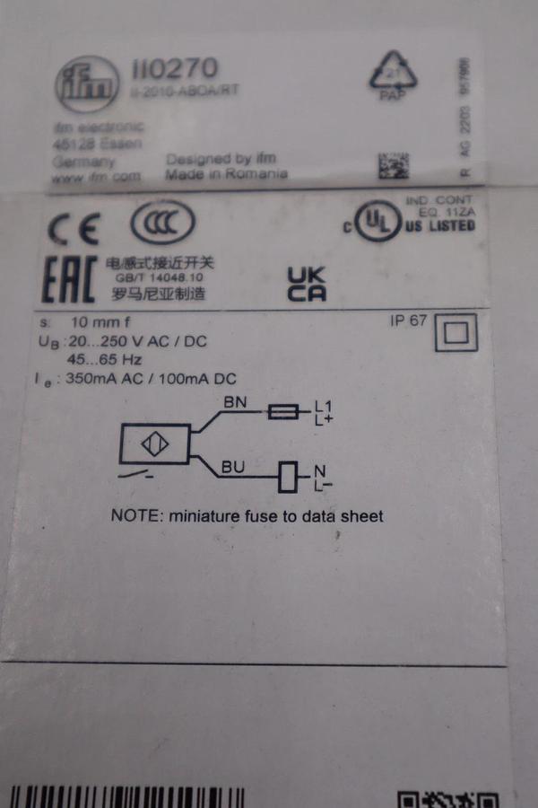 Used NEW IFM EFECTOR II0270 II-2010-ABOA/RT 20-250VAC/DC STOCK H348A