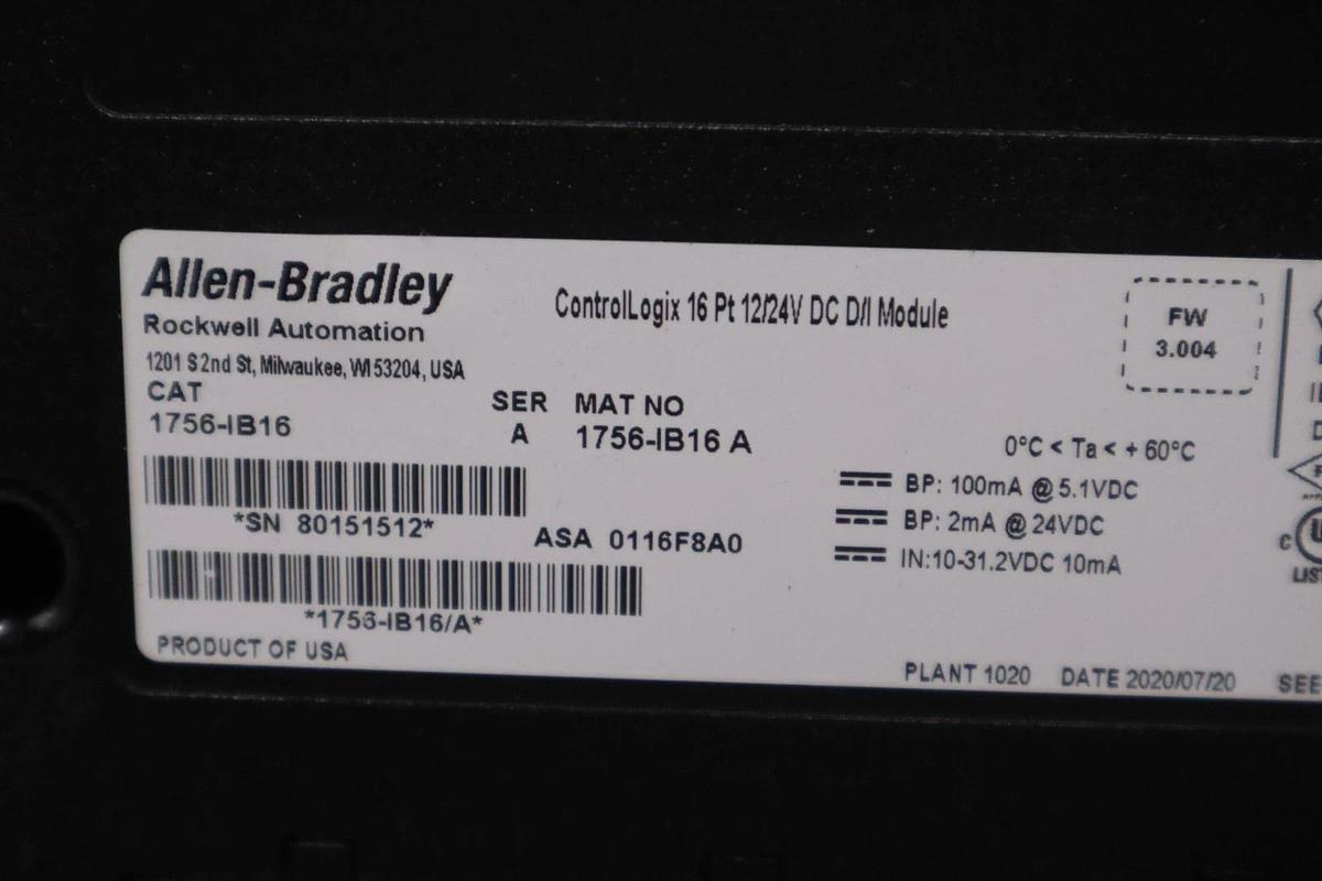 Used Allen Bradley 1756-IB16 Ser A ControlLogix Input Module STOCK 1393CC