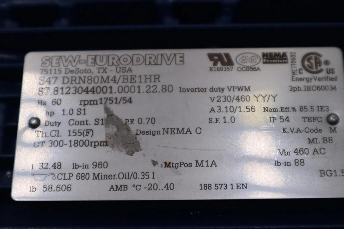 Used NEW Sew Eurodrive S47 DRN80M4/BE1HR Helical Worm Gearmotor STOCK HS-2