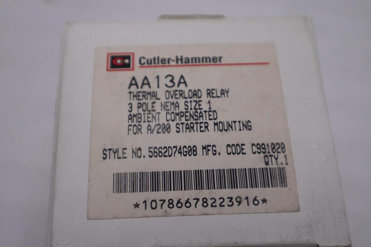 Used NEW OPEN BOX CUTLER HAMMER AA13A THERMAL OVERLOAD RELAY STOCK G423A