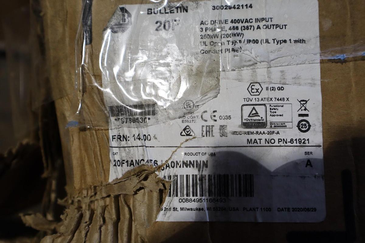 NEW Allen Bradley PowerFlex 753 VFD 20F1ANC456JA0NNNNN 350 HP FRN: 14.004 S-212