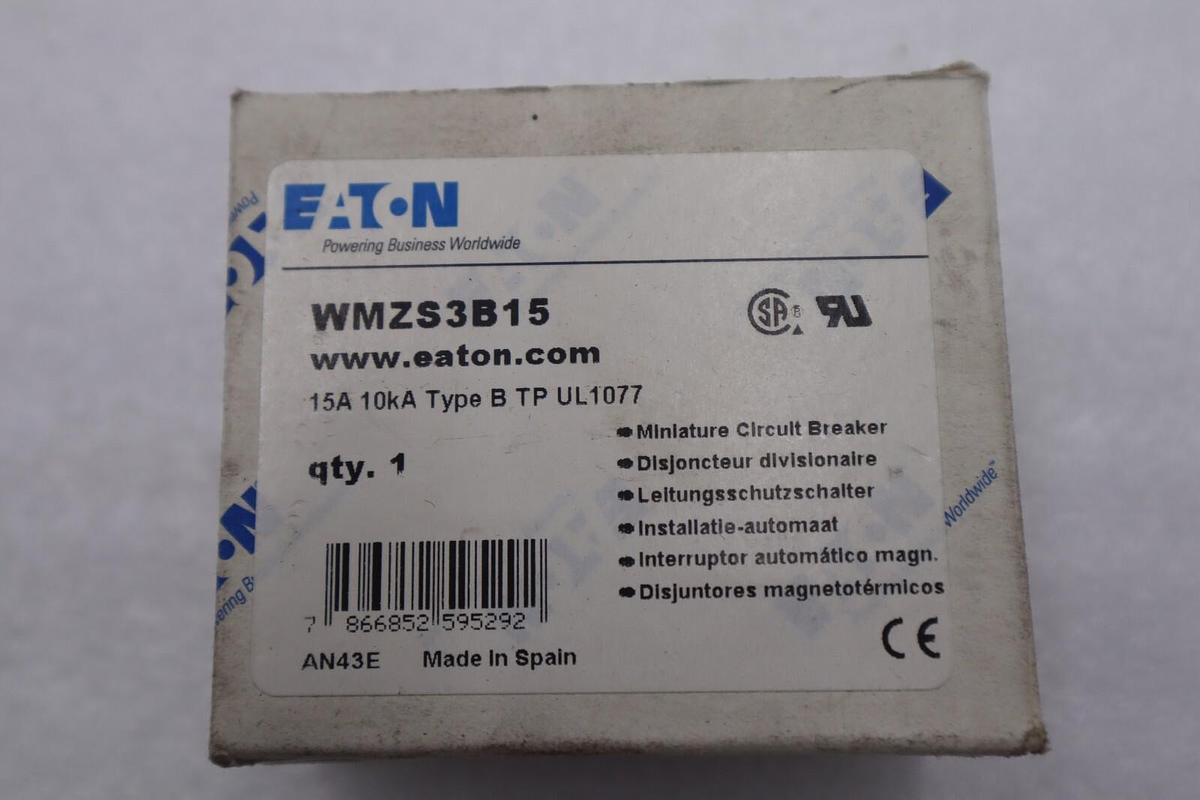 Used EATON WMZS3B15 MINIATURE CIRCUIT BREAKER UL1077 10KA STOCK K-3627