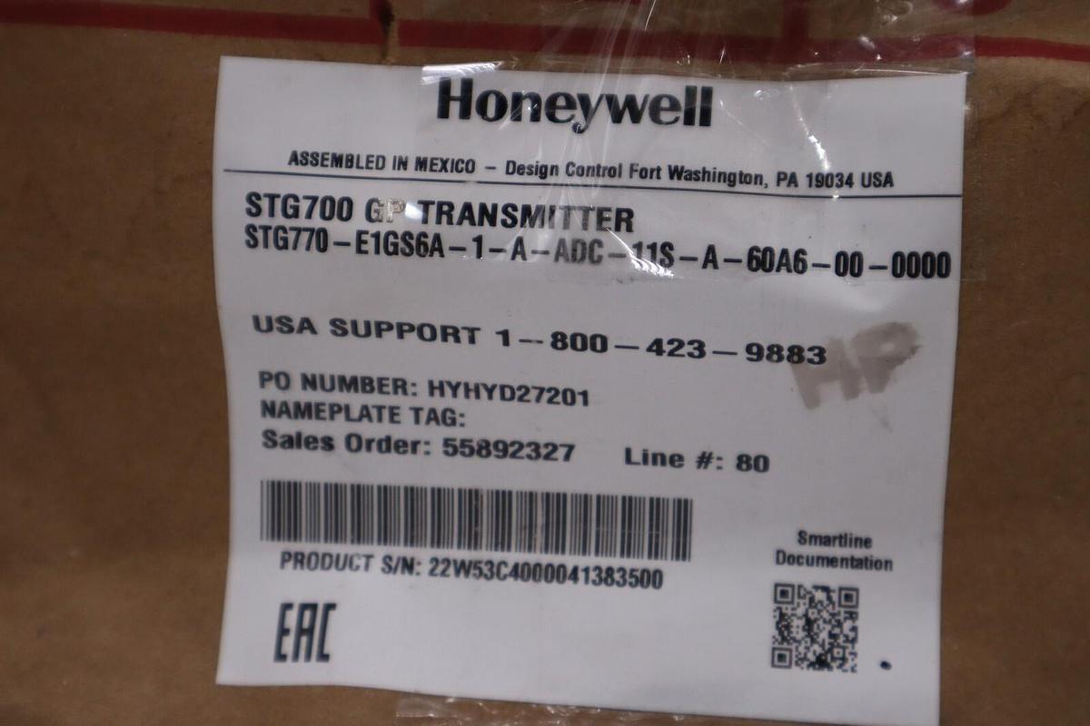 Used HONEYWELL STG 700 GP TRANSMITTER STG770-EIGS6A-1-A-ADC-11S-A-60A6-00-0000 G-498