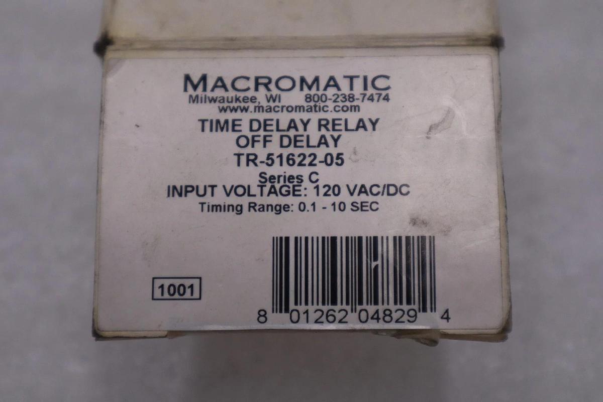 MACROMATIC TR-51622-05 120VAC/DC 10A 0.1-10S - NEW IN BOX - STOCK K778CC