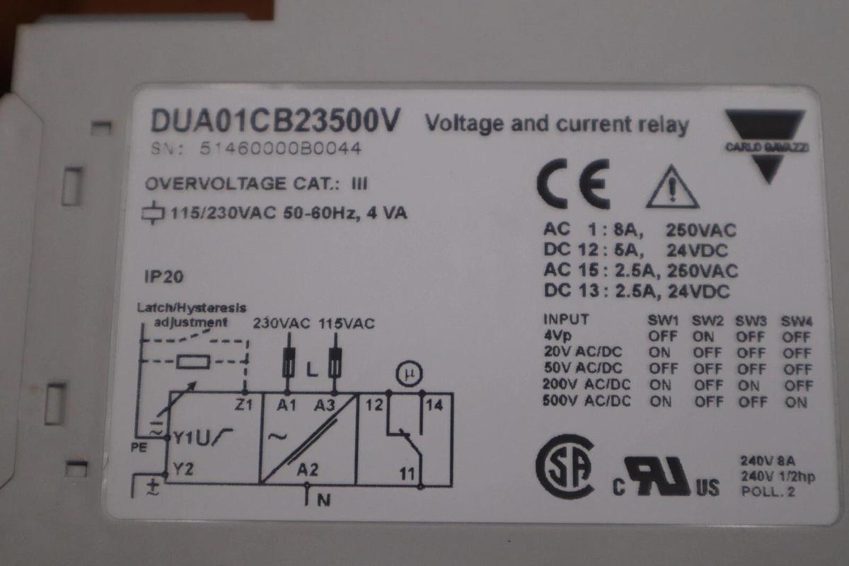 Used CARLO GAVAZZI DUA01CB23500V 115/230VAC 8A NEW WITH BOX STOCK G859A